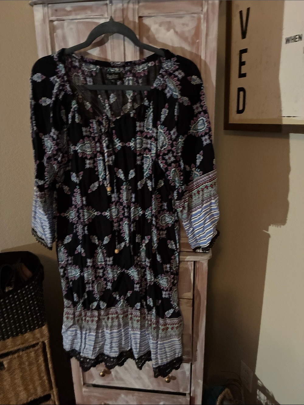 Papillon Blanc Black Boho Floral Peasant Blouse